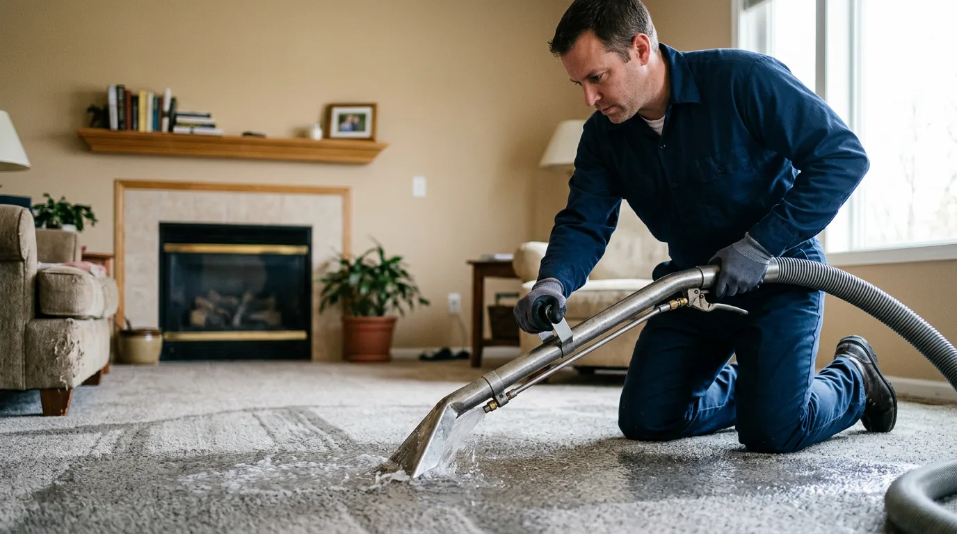 Water damage restoration technician working near Ross, ND